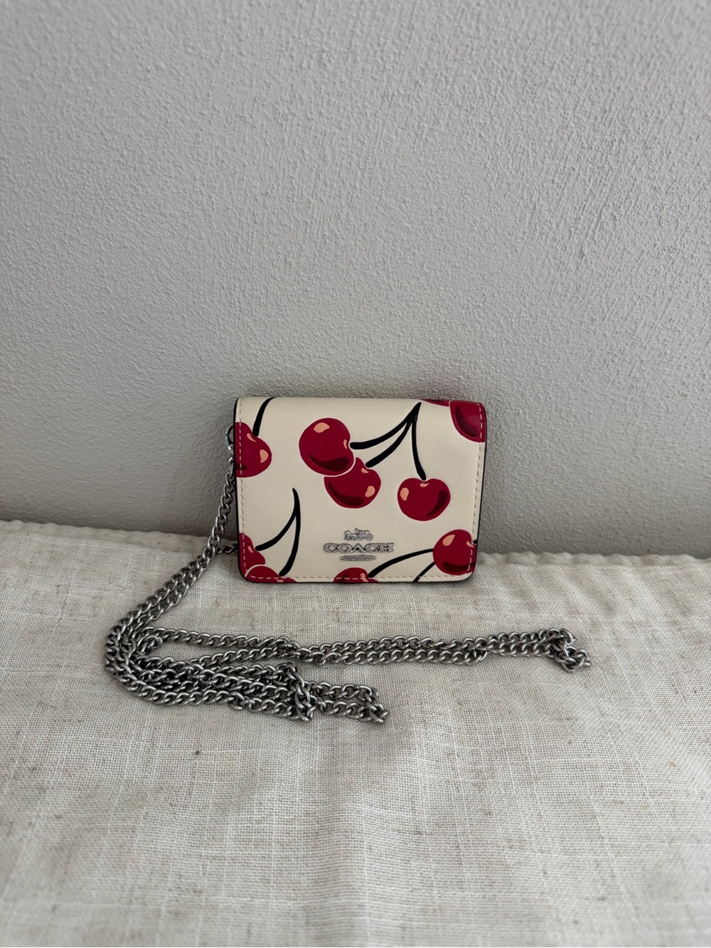 Coach Mini Wallet Chain Cherry Print Crossbody NWT - Picture 3 of 9